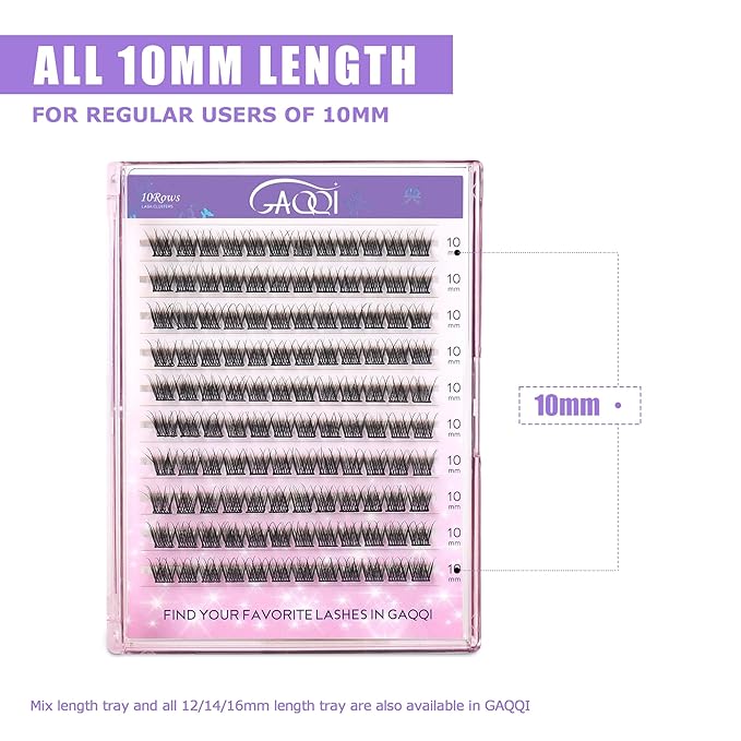 GAQQI Lash Clusters, Eyelash Clusters 120PCS D Curl Individual Lashes, Wispy Cluster Eyelash Extension 10mm Only, Natural Looking Cluster Lashes （GQ03, D Curl, 10mm)