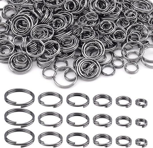 1000pcs Double Jump Ring for Jewelry Making, 6 Sizes Mini Split Ring Double Loops Split Jump Rings Metal Rings Connectors for Necklace Bracelet Car Keys DIY Craft Making(Gun Color)