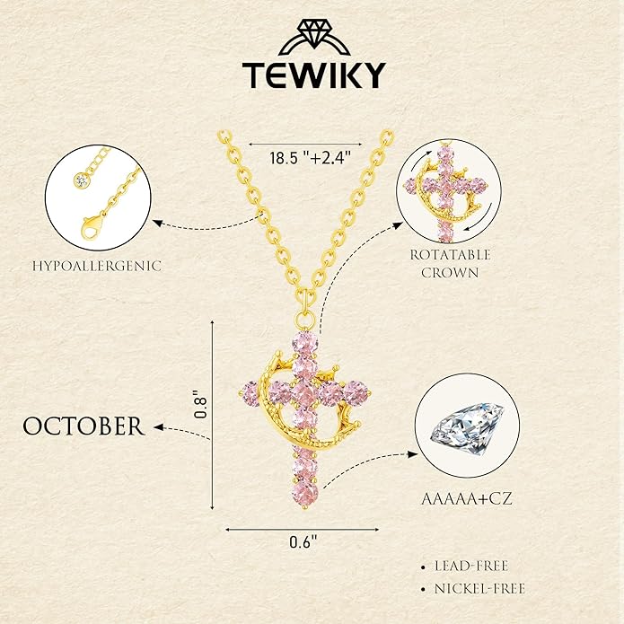 Tewiky Christian Gift Stocking Stuffers Cross Necklace for women-Dainty 14k Gold Plated/Silver Plated Pendant Necklaces Simple Cute Tiny Necklace Jewelry for Women