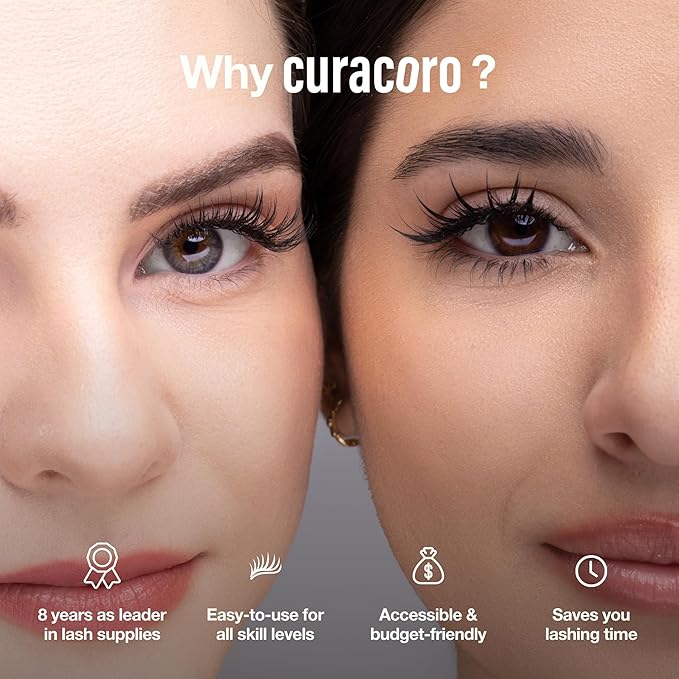 Curacoro Promade 500 Fans 14D-0.03 CC Curl 13mm Length Handmade Volume Lash Fans for Long-Lasting Eyelash Extension