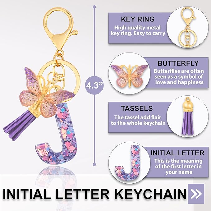 Alphabet Initial Letter Keychain Cute Heart Resin - Letter Keychain for Backpack Charms - Initial Keychains for Women