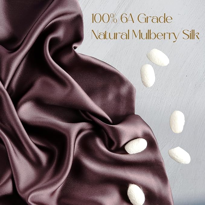 ZIMASILK 100% Pure Mulberry Silk Pillowcase for Hair and Skin Health,Soft and Smooth,Both Sides Premium Grade 6A Silk,600 Thread Count,with Hidden Zipper,1pc(Standard 20''x26'',Dark Mauve)