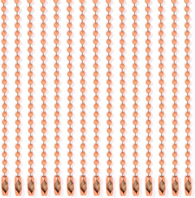 Lemonkey 20Pcs Ball Beads Chains Bulk,Orange Keychains Rings Metal Chains,4 Inch Dog Tag Metal Small Chains with Connectors for Hanging Decoration