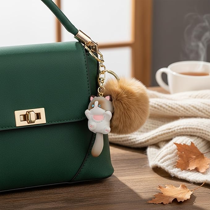 Cat Keychain bag charms for handbags Cute Keychains for Women Kawaii Cat Backpacks Accessories cat plush keychain