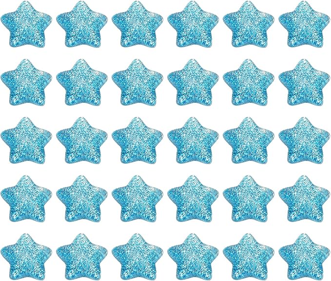 PATIKIL 30 Pcs Flat Back Resin Charms, Glitter Star Charms Bulk Mini Star Shape Flat Back Beads Embellishments for DIY Crafts Phone Case, Blue
