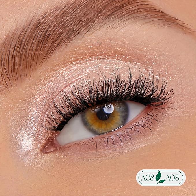 KEYYOU Reusable Magnetic Eyelashes 2 Pair with Applicator No Glue Needed 3D Natural Magnetic Lashes, Easy to Apply & Long Lasting for Daily Use & Events(A08+A08)
