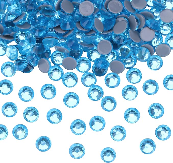 Hot Fix Crystal Flatback Rhinestones Glass Diamantes Gems 2.4mm(8ss 2880pcs, Aquamarine)