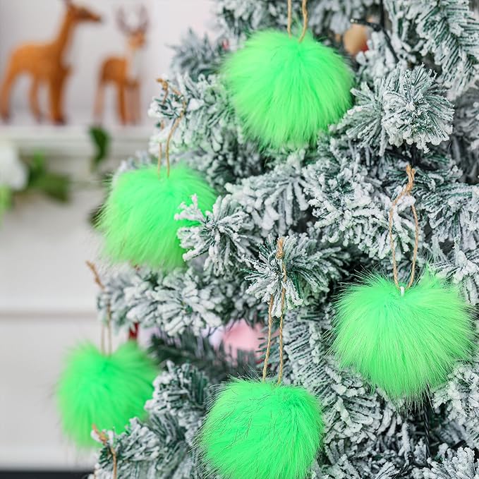 Tatuo 16 Pcs Faux Fur Pom Poms for Hat 4 Inches Large Fluffy Pom Balls for Crafts Knitting Beanies Shoes Scarves Bag Pompoms Keychain Charms Winter DIY Accessories (Green)