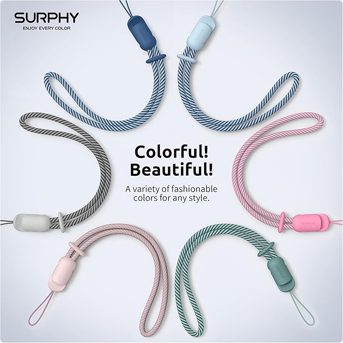 SURPHY 3 Pack Phone Wrist Strap with CellPhone Tether Tab, Cellphone Lanyard, Phone Strap with 2-Color Braided, Wrist Lanyard