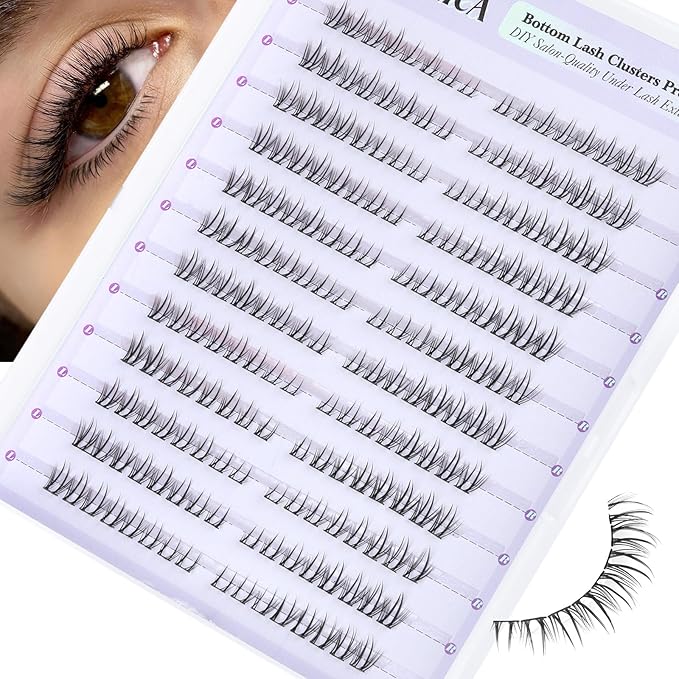 Pre-mapped Bottom Lash Clusters Natural Eyelash Extensions 4-7mm Wispy Eyelash Clusters Manga Bottom Cluster Lashes Left Right Lower Individual Lashes for Easy Application by Yawamica