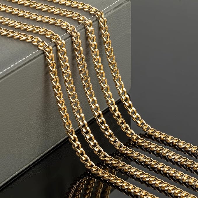 YOUBEIYEE 10 Meters Gold Cuban Link Chain Men and Women Hip Pop Necklace Choker Aluminum Chain for Jewelry Making Jewelry Supplies