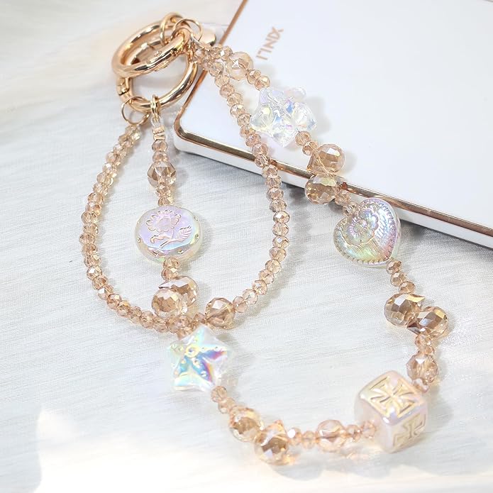 Phone Wrist Strap,Crystal Phone Chain Wristlet,Bracelet Wrist Lanyard,Cute Beaded Bag Charms,Decorative Purse Chain