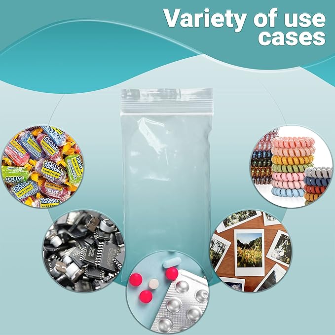 APQ Clear Plastic Reclosable Zipper Bags, 5 x 10 Inches. Pack of 1000 Reclosable Plastic Bags with Zipper Closure. 2 Mil Plastic Jewelry Bags. Waterproof Reclosable Zip Bags for Industrial Use