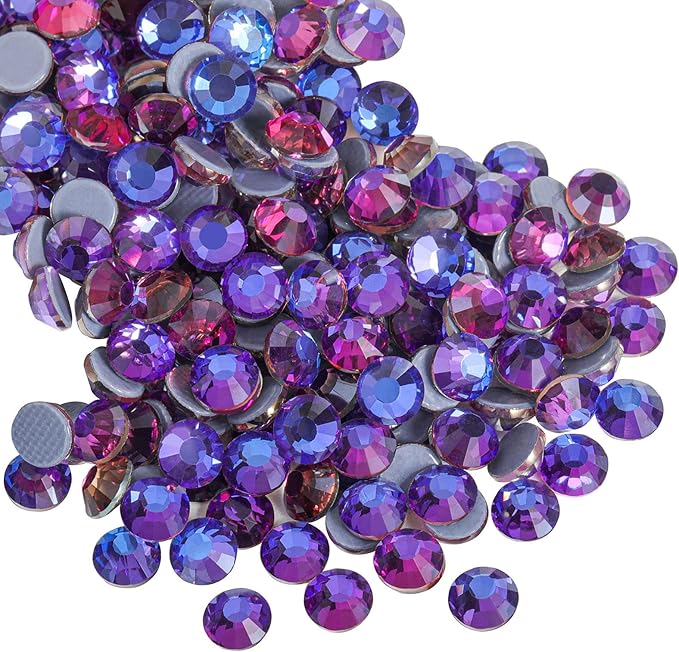 Beadsland Hotfix Rhinestones, 2880pcs Flatback Crystal Rhinestones for Crafts Clothes DIY Decorations, Purple Velvet, SS6, 1.9-2.1mm