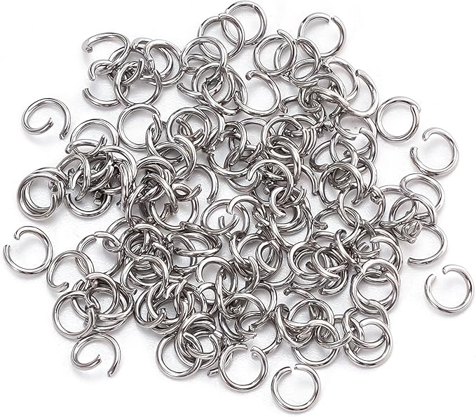 2000Pcs 6mm Stainless Steel Open Jump Rings 21 Gauge Thick Metal O Rings Single Loop Connectors for Jewelry Necklaces Bracelet Earrings Keychains Chainmail DIY Making
