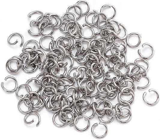 2000Pcs 6mm Stainless Steel Open Jump Rings 21 Gauge Thick Metal O Rings Single Loop Connectors for Jewelry Necklaces Bracelet Earrings Keychains Chainmail DIY Making