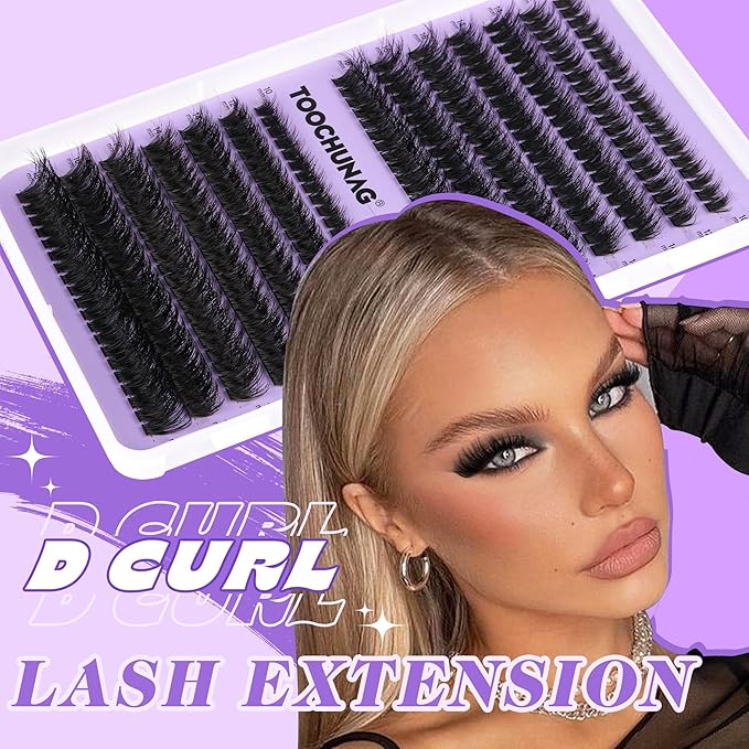 TOOCHUNAG Fluff Lash Extension Kit Thick Eyelash Extension Kit 60D+80D Wispy Lash Clusters Individual Lashes Kit with Lash Bond and Seal, Lash Remover, Eyelashes Tweezers (280Pcs,10-18mm)