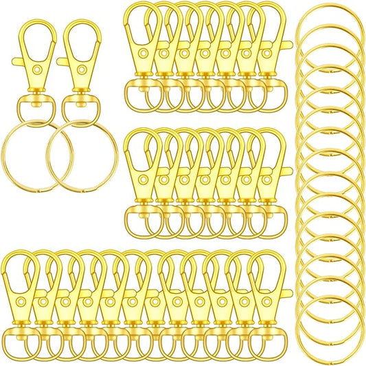 70PCS Swivel Snap Hooks with Key Rings, Metal Lobster Claw Clasp, Keychain Rings for Crafts (Gold, 1.2inch(32mm)