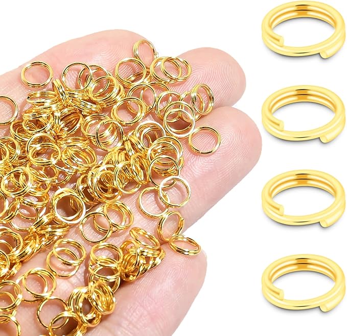6mm 300 PCS Gold Tiny Split Ring for Jewelry Making, Double Loops Split Jump Rings Necklaces Bracelets Earrings Metal Mini Key Rings DIY Craft Hardware