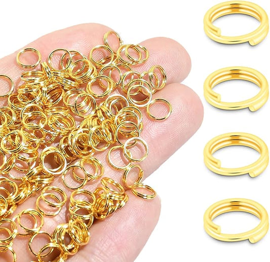 6mm 300 PCS Gold Tiny Split Ring for Jewelry Making, Double Loops Split Jump Rings Necklaces Bracelets Earrings Metal Mini Key Rings DIY Craft Hardware