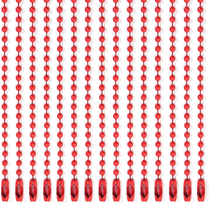 Lemonkey 20Pcs Ball Beads Chains Bulk,Red Keychains Rings Metal Chains,4 Inch Dog Tag Metal Small Chains with Connectors for Hanging Decoration