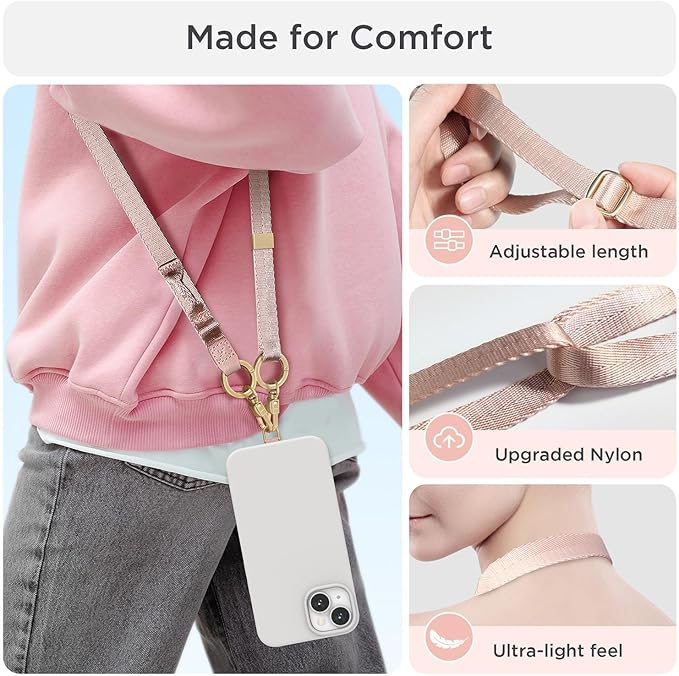 Phone Lanyard 2 in 1, Anti Theft Phone Strap Crossbody for Women, Adjustable Phone Wrist Strap