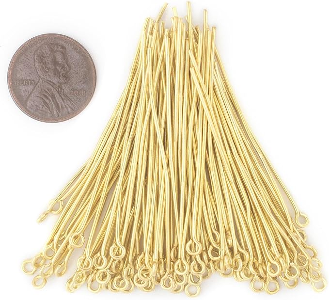 The Bead Chest Gold 21 Gauge 2 Inch Eye Pins (Approx 100 Pieces)