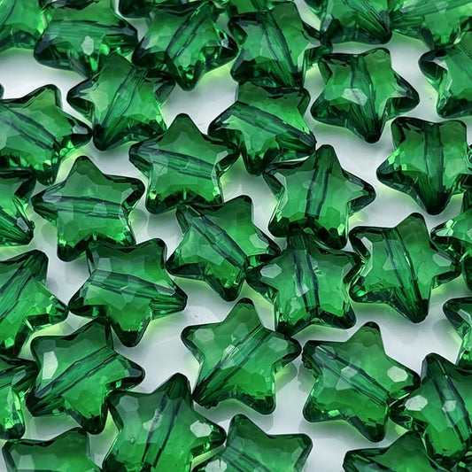 50pcs Acrylic Crystal Star Beads 20mm Star Shape Faceted Beads for Jewelry Making Bracelet Necklace Key Chains DIY Crafts(Dark Green)