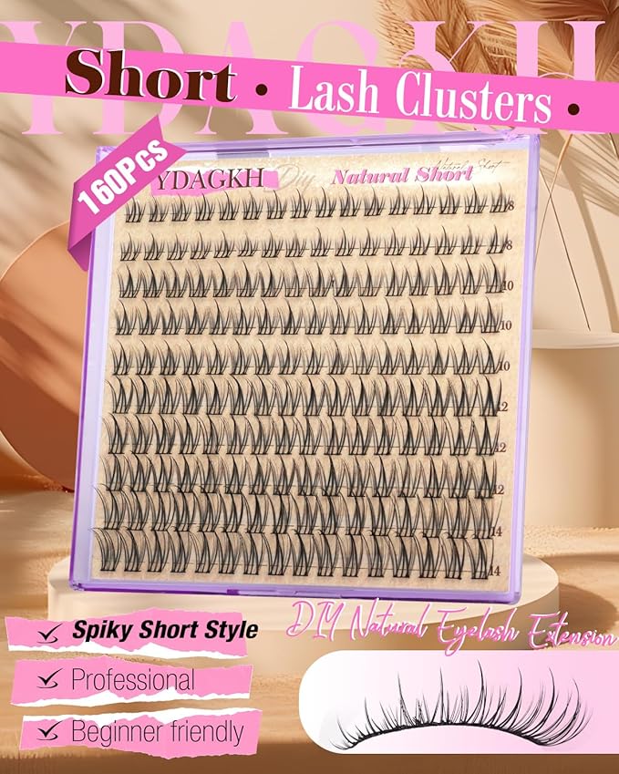 Short Anime Lash Cluster Natural Lash Extension Spiky Individuals Lashes 8-14mm Manga Cluster Eyelash Extensions Super Natural DIY Doll Eyelash Extension C Curly Wispy Eyelash Clusters