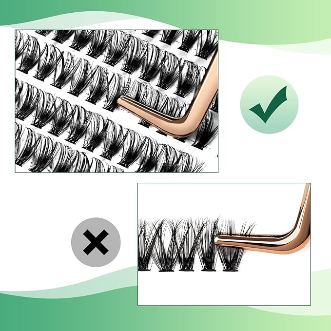 Lash Clusters 300pcs Individual Lashes 40D 0.07D Curl 10mm DIY Eyelash Extension KEYYOU Large Tray Volume Soft&Natural Cluster Lashes(40D-0.07D,10）