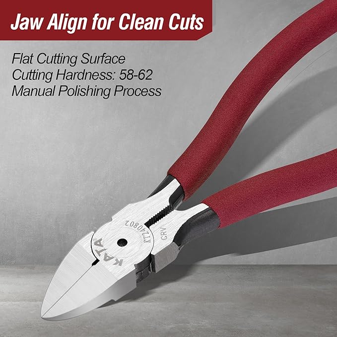 KATA Wire Cutter Plier for Crafts: 2-Pack Heavy Duty 6 Inch Side Cutter Metal Cutting Tool - Safety Cap Sharp Flush Cut Model Snips For Zip Ties, Floral, Artificial Flowers, Chicken Wire, Electronic