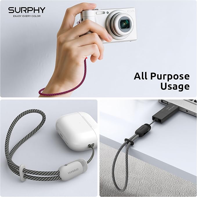 SURPHY 3 Pack Phone Wrist Strap with CellPhone Tether Tab, Cellphone Lanyard, Phone Strap with 2-Color Braided, Wrist Lanyard
