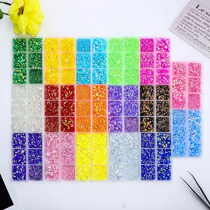 3000PCS Resin Flatback Rhinestone, 2mm 3mm 4mm 5mm 6mm Transparent Clear AB Flatback Jelly Resin Rhinestones for Tumblers, Mugs, Bottles, Craft Decoration, Loose Bling Glitter Gem Stone