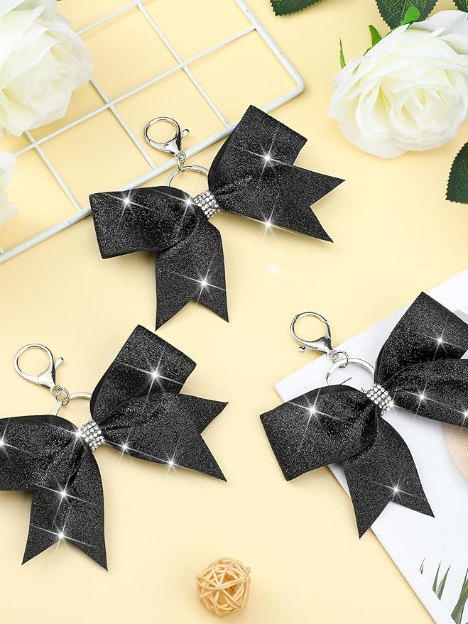 Tondiamo Cheer Bow Keychain Cheer Keychain with Rhinestones Cheerleader Keyrings for Teen Cheerleading Sports Accessory