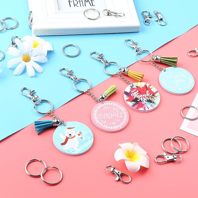 SANNIX 60pcs Keyrings Key Chain Clip Hooks Swivel Clasps Lanyard Snap Hooks with Split Key Rings, Keychain Hooks for Hanging Crafts Jewellery Making