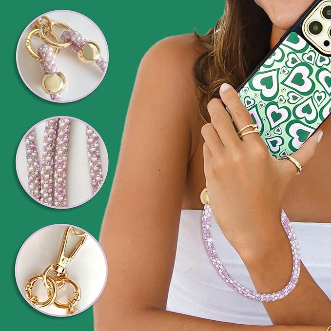 Crystal Phone Strap Crossbody and Wrist Lanyard, Anti Theft Layered & Wrist Strap Cell Phone Neck for Women