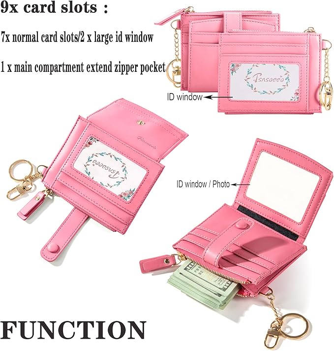Keychain Wallet Wristlet Small Credit Card Holder Bracelet Key Chain Purse Bangle Tassel Beads Key Rings for Women