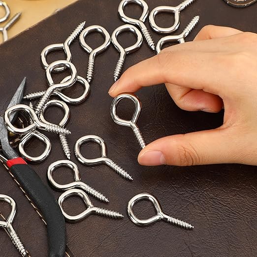 AUGSUN Eye Screws, 50PCS 1.57 Inch Screw Eyes Hooks Heavy Duty Screw Eyes Bolts Hooks Ring Screws for Wood Hanging Artwork