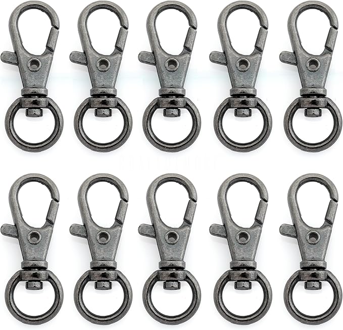 CRAFTMEMORE 50 pcs Swivel Clasps Lanyard Clips Snap Hook Metal Lobster Claw Clasp PLTN (Gunmetal)