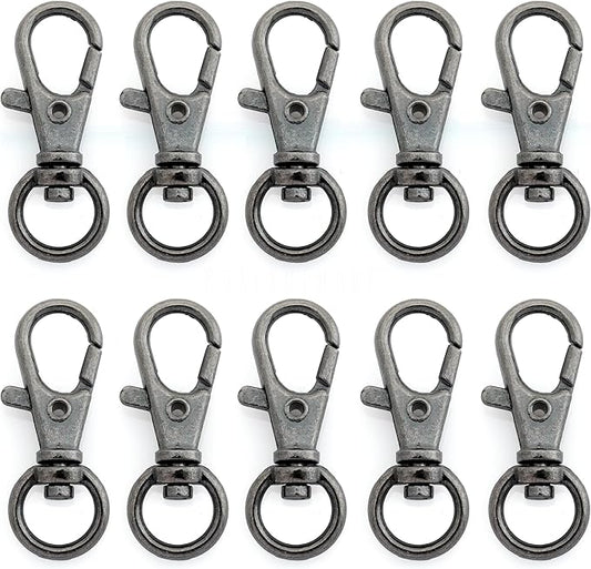 CRAFTMEMORE 50 pcs Swivel Clasps Lanyard Clips Snap Hook Metal Lobster Claw Clasp PLTN (Gunmetal)