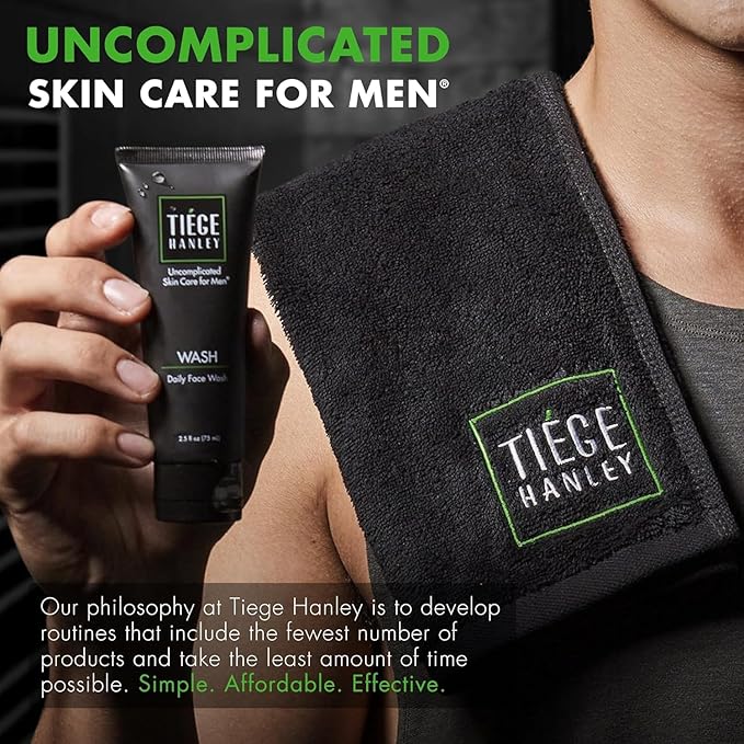 Tiege Hanley Acne Treatment Skin Care Set for Men, System Level 1, Tiegeclear Advanced Routine With Salicylic Acid Wash, Glycolic Acid Pads, and Serum, All Skin Types, Men’s Skin Care, 3 Piece Kit