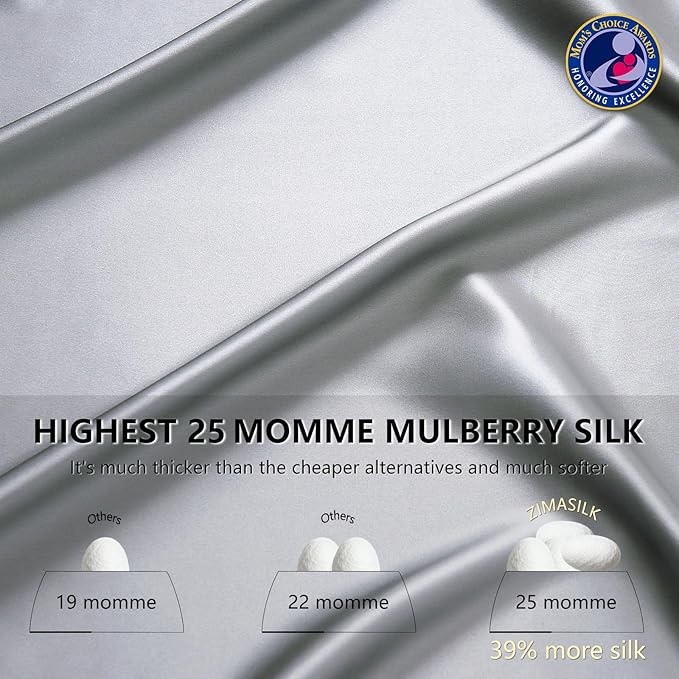 ZIMASILK 25 Momme 100% Pure Mulberry Silk Pillowcase for Hair and Skin Care, Highest Grade 6A Pillow Cases for Women, Long-Lasting Durablity, Gift for Women Men, 1Pc (Standard 20"x26", Iron Gray)