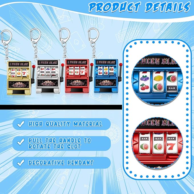 Panelee Slot Machine Keychain Bulk Las Vegas Keychains Mini Casino Kawaii Decoration for Las Vegas Carnival Party Gifts