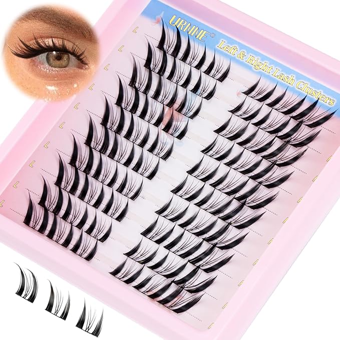 URNNE Manga Lashes Natural Look Cluster Lashes Anime Lashes Faux Mink Lashes Wispy Fluffy Eyelashes Spiky C Curl Individual Cluster (Wispy03)