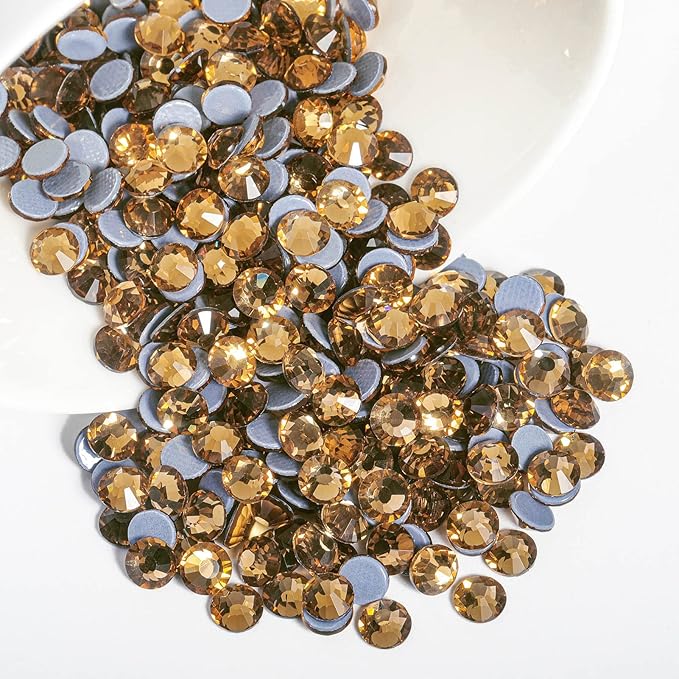 Beadsland Hotfix Rhinestones, 1440pcs Flatback Crystal Rhinestones for Crafts Clothes DIY Decoration, Light Colorado Topaz, SS12, 3.0-3.2mm