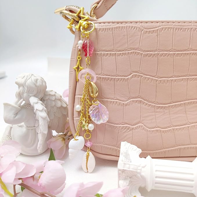 Y2K Aesthetic Keychains for Women Cute Flowers Star Cake Jellyfish Keychins Charms Kawaii Bag Purse Decor