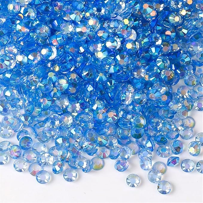 3000 Pieces SS6 2mm Flatback Rhinestones AB Clear Round Gems Crystals for Nail Art DIY Crafts Clothes Shoes Bags （Transparent Light Sapphire AB）