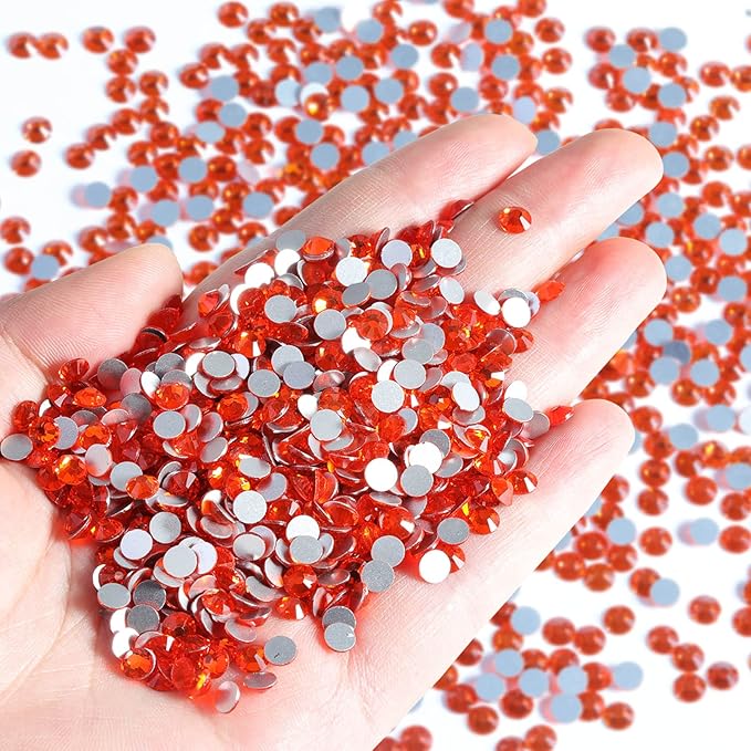 Beadsland Flatback Rhinestones Bulk,2880pcs Orange Rhinestones for Nails Crafts Clothes DIY Decoration, Hyacinth/Orange, SS30, 6.3-6.5mm