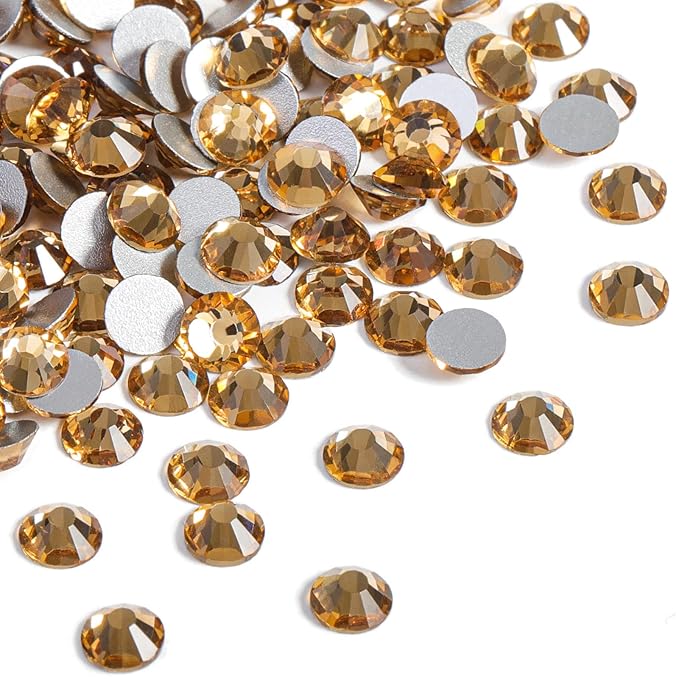 beadsland Flat Back Crystal Rhinestones Round Gems, Lt Colorado Topaz (1.9-2.0mm) SS6/1440pcs