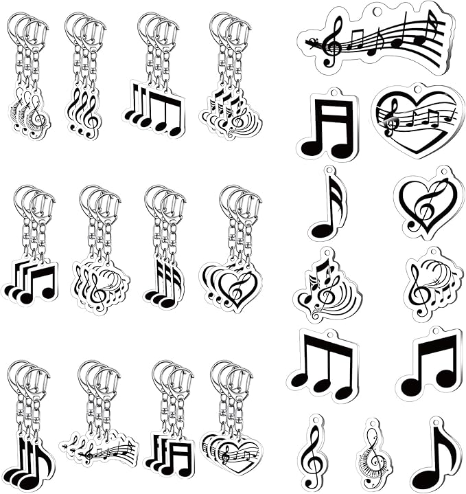 Tondiamo 48 Pcs Musical Notes Party Favors Keychains Bulk Musical Notes Keychains for Wedding Christmas Music Theme Party Decorations Birthday Gifts